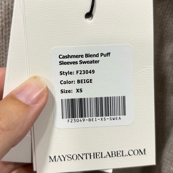NWT Mayson The Label Cashmere blend puff sleeves sweater - Picture 3 of 6